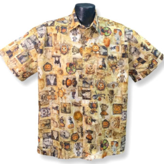 Skulls and Roses Hawaiian Shirt- Made in USA- 100% Cotton